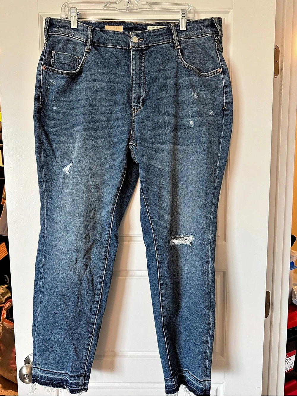 Pilcro Anthropologie Pilcro High-Rise Cigarette Distressed Jeans in Blue